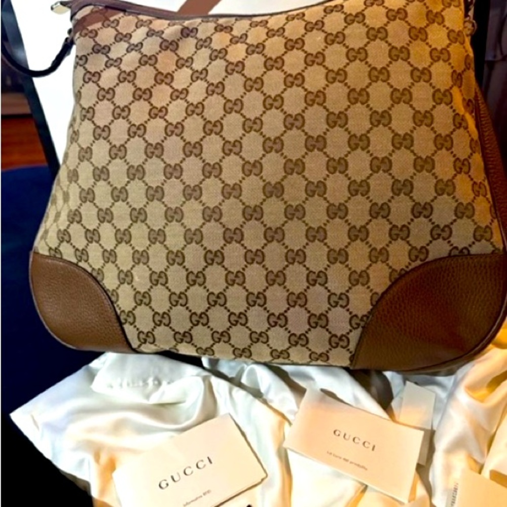 Gucci Hobo Beige and Brown Women's Shoulder Bag